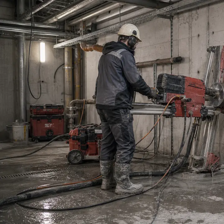 Установка бурения Hilti DD 350-CA на объекте
